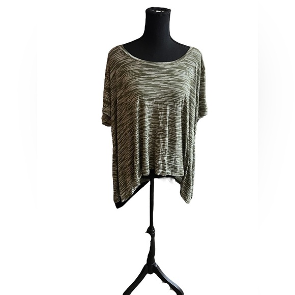 Ambiance Tops - AMBIANCE Asymmetrical Short Sleeve Blouse Green